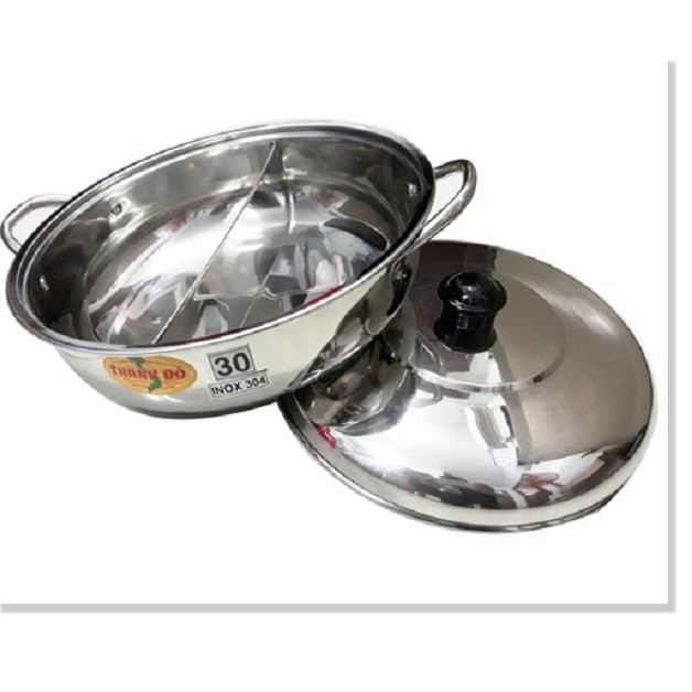 Nồi Nấu Lẩu 2 Ngăn Thành Đô size 30cm --32cm Nồi lẩu inox 304 - 30cm-32cm [GiaSi 954 ]