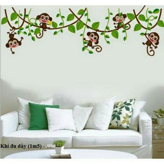 Decal dán tường khỉ leo trèo