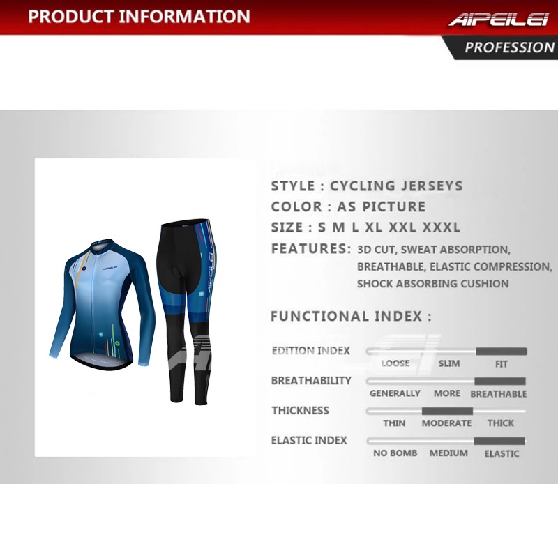 Bộ Quần Áo Chạy Xe Đạp Tay Dài Có Khóa Kéo Aipeilei Cho Nữ