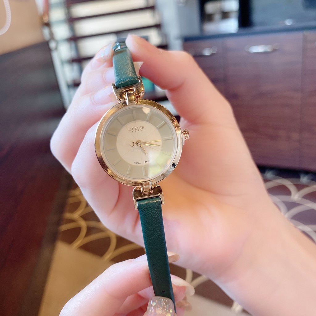 Đồng hồ nữ Julius Hàn Quốc JA-864B dây da (Xanh Rêu) | BigBuy360 - bigbuy360.vn