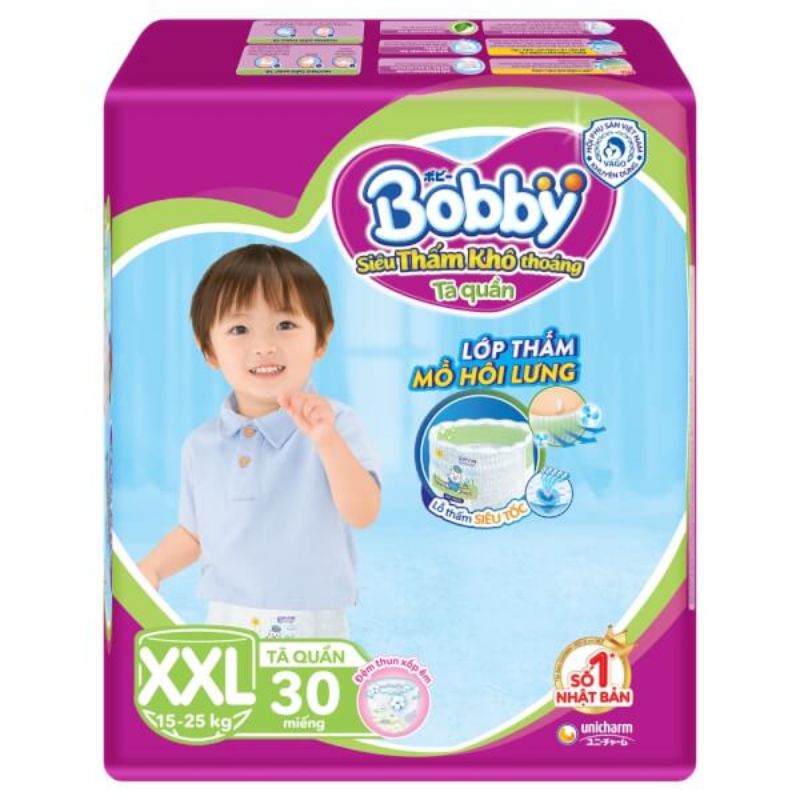 BỈM - TÃ QUẦN BOBBY SIZE XXL - 30 MIẾNG (CHO TRẺ TRÊN 16KG)