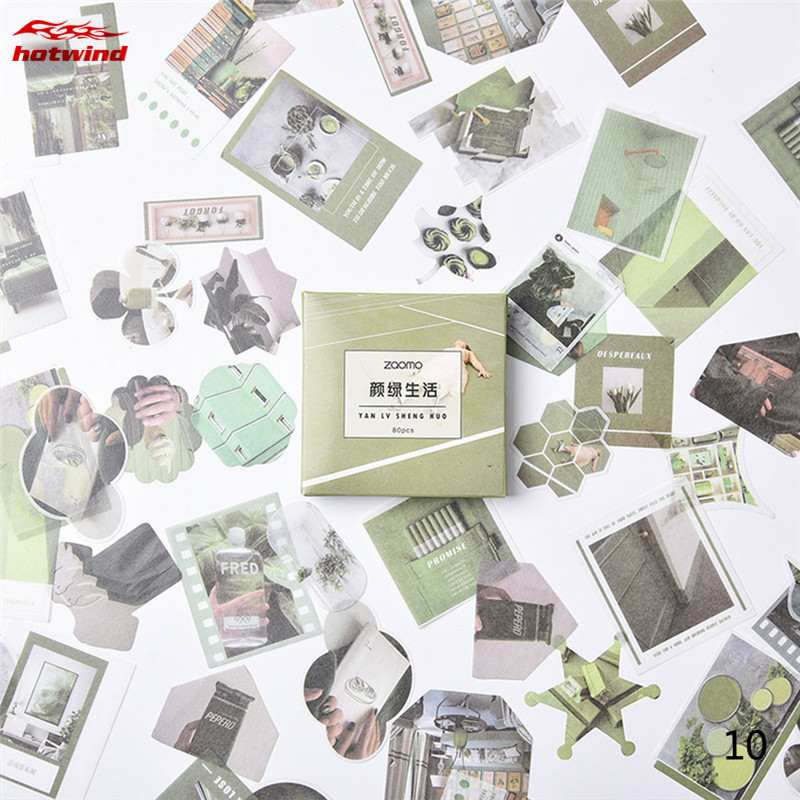 HW Hộp 80 Miếng Dán Hình Ảnh Trang Trí Sổ Lưu Niệm