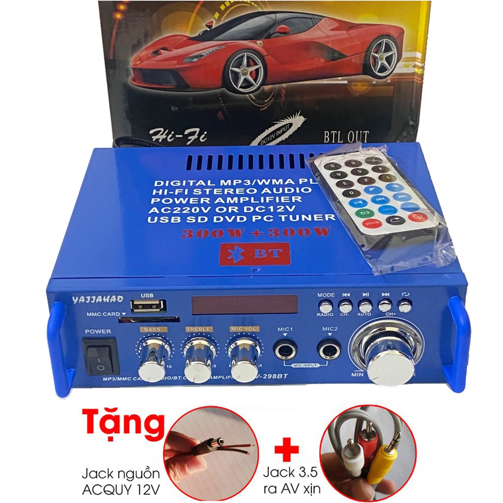 Ampli mini âm ly ô tô WXF AV-298BT đa năng Công suất lớn 360W tích hợp Bluetooth và Karaoke nguồn DC 220V Và 12V