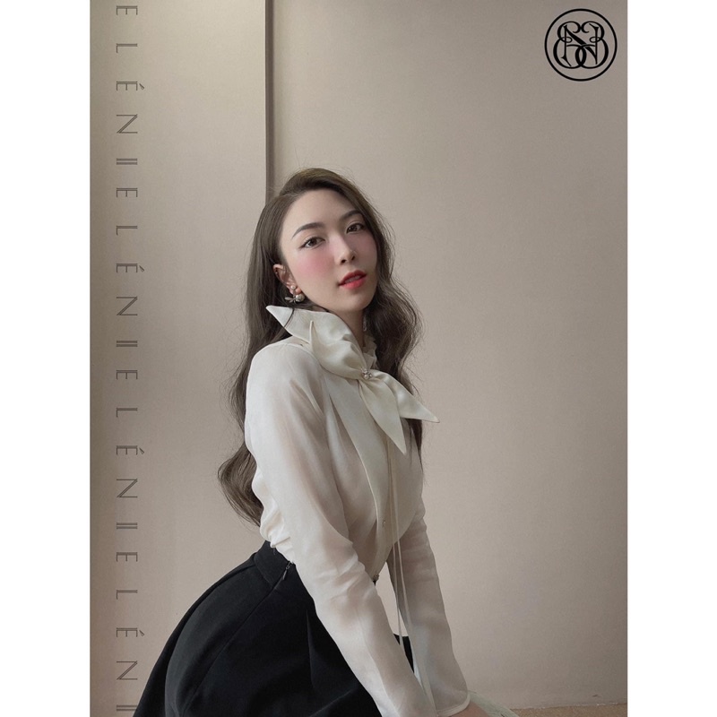 Áo Sơ Mi Tơ Óng Mềm Mịn Cổ Nơ