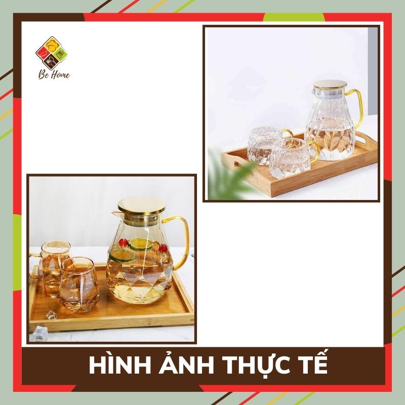 Bình Thủy Tinh giữ nhiệt BEHOME Bình thủy tinh pha trà màu Hổ Phách Thiết kế sang Trọng Tinh Tế