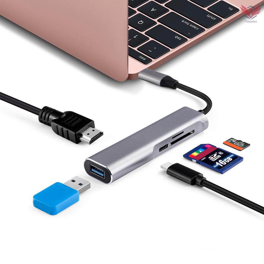 Bộ Chuyển Đổi Dữ Liệu 5 Trong 1 Type-C Sang 4k Hd Hub Pd / Usb3.0 / Thẻ Tf / Hd 4k Đầu Ra