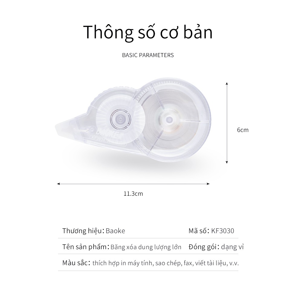 Bút Xóa Kéo Dung Lượng Lớn Màu Trắng - BAOKE/3030