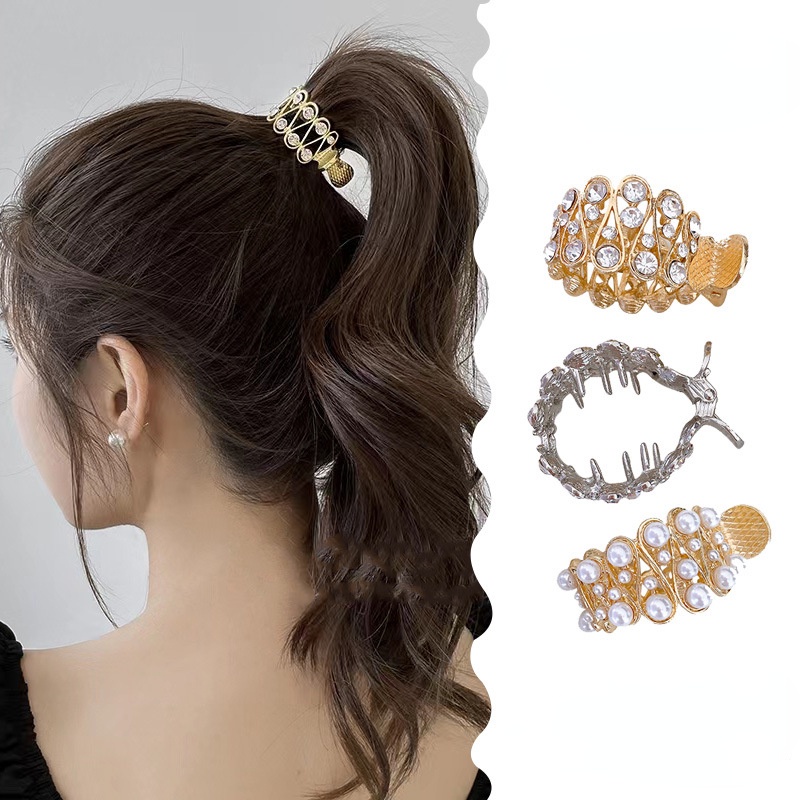 Kẹp Tóc Đuôi Ngựa Đính Đá Phong Cách Hàn Quốc