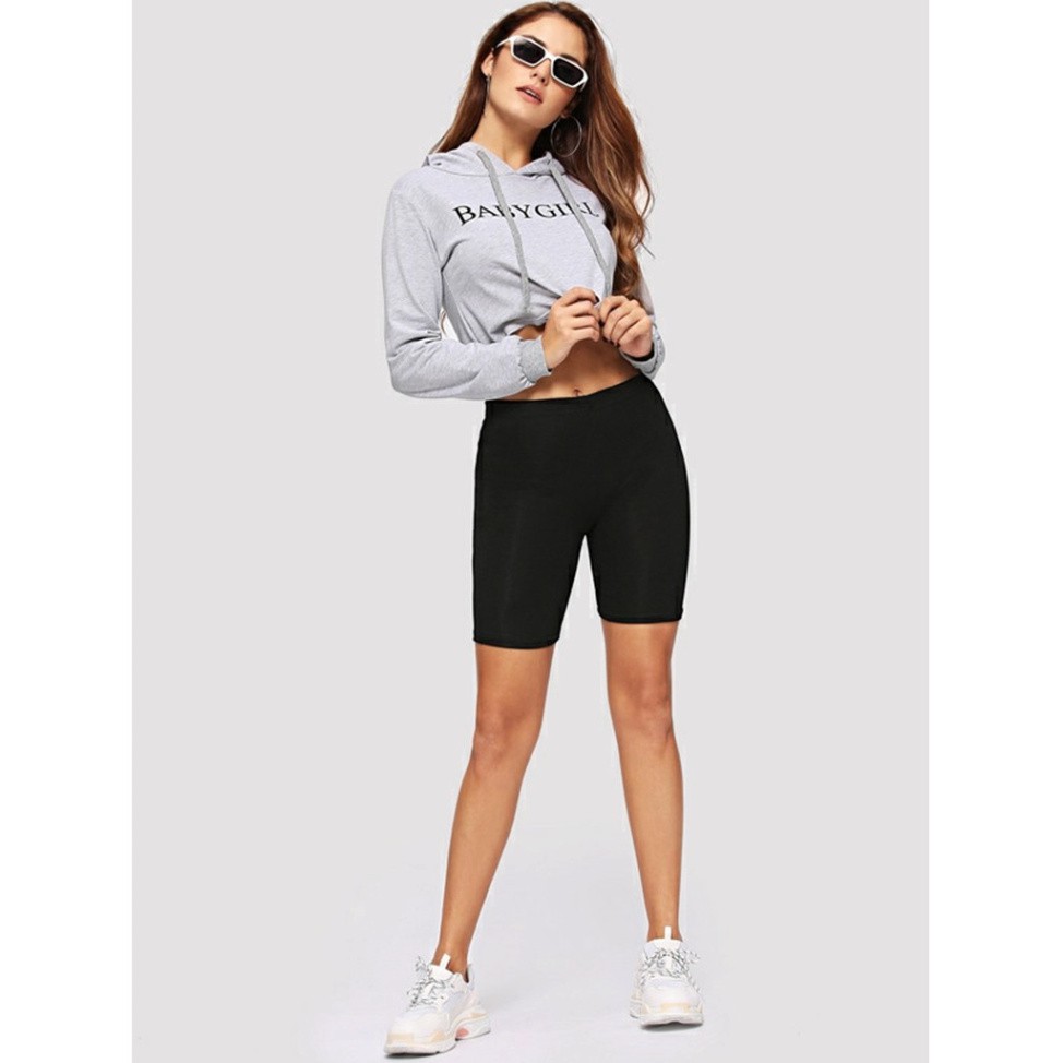 Quần legging ngố lưng thun co dãn hai chiều D40 màu đen