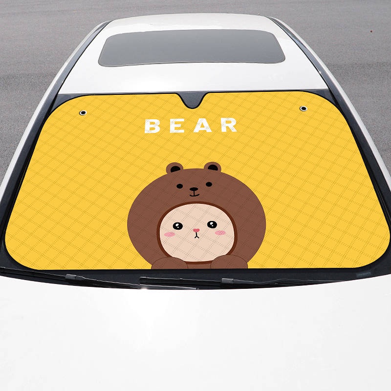 Car Sunshade Front Windscreen Sun Protection Sun-Proof Heat Insulator Curtain Cartoon Cute Front Window Windshield Sunshading Artifact Auto department store supplies
