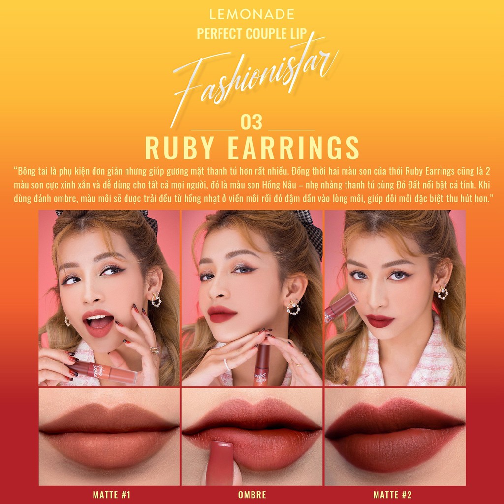 Son Kem Lì 2 Đầu LEMONADE x CHÂU BÙI Perfect Couple Lip - Fashionistar | BigBuy360 - bigbuy360.vn