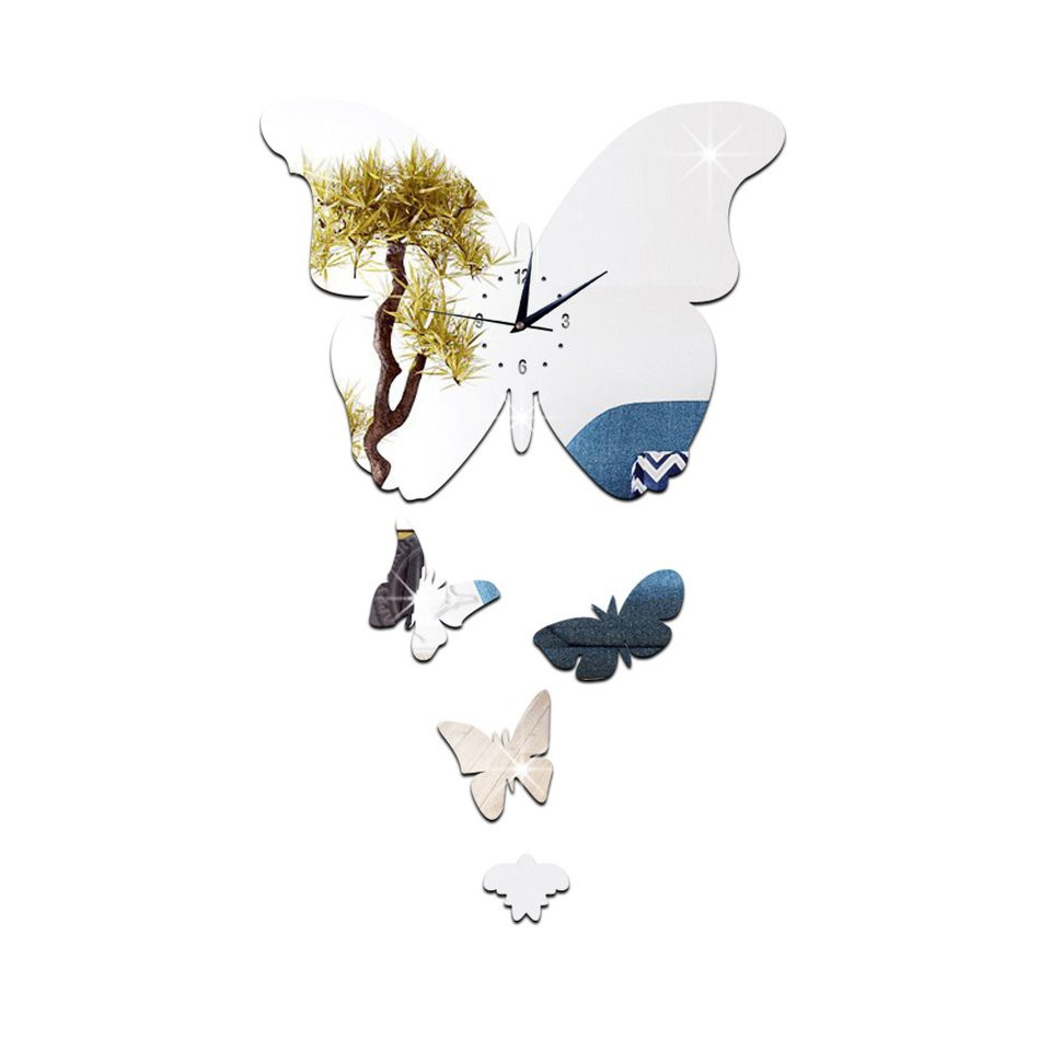 Đồng Hồ Treo Tường Mặt Gương Hình Bướm # Dey Gz037