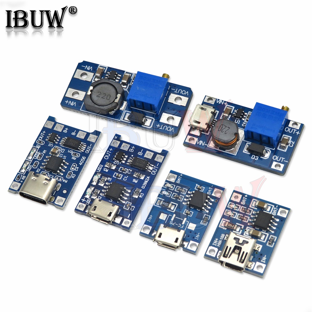 Bộ 5 Mô Đun Sạc Pin Lithium 5V 1A 18650 TP4056 1A Type-c/Micro/Mini USB MT3608