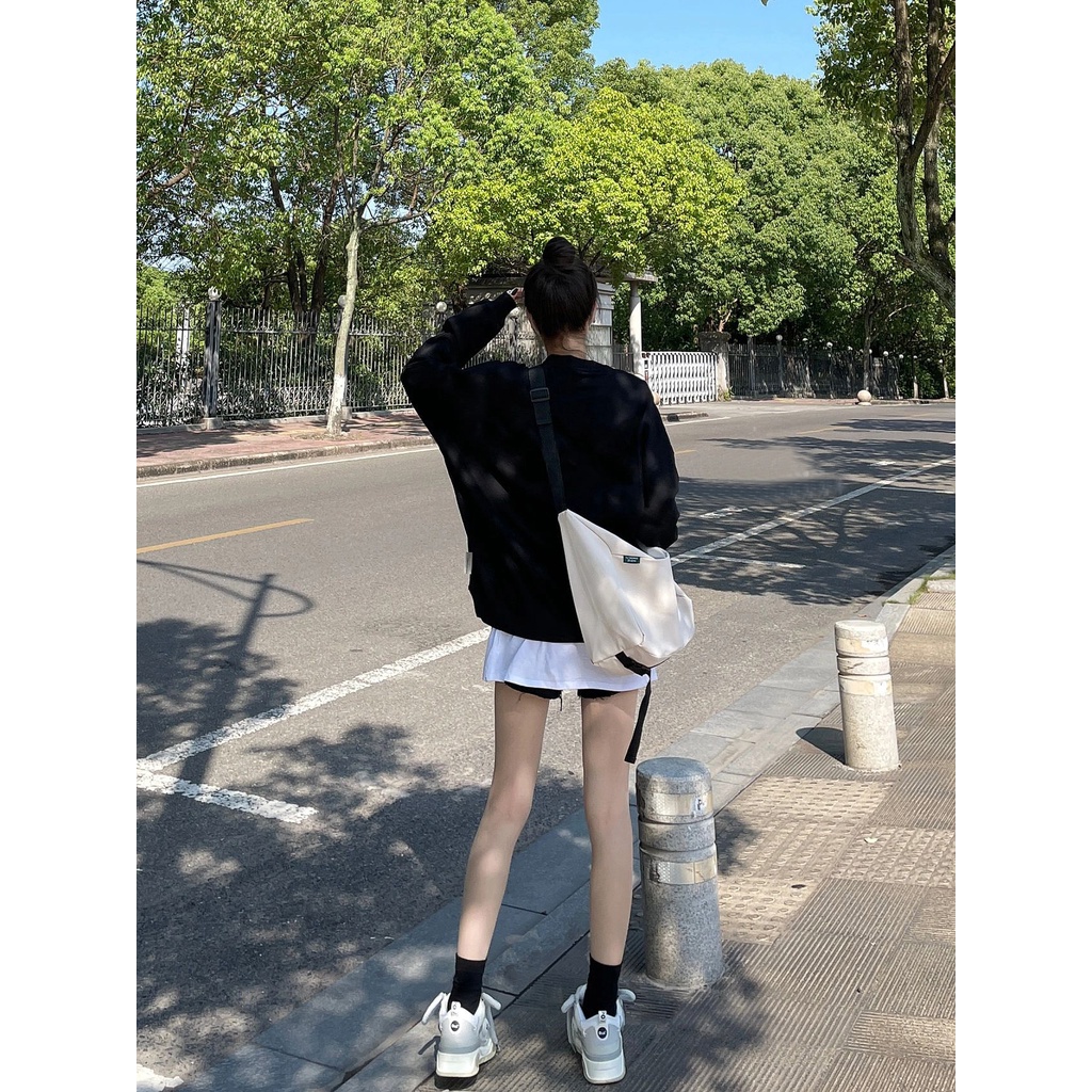 Áo Nỉ oversize Cổ Tròn In Họa Tiết Phong Cách retro Mỹ