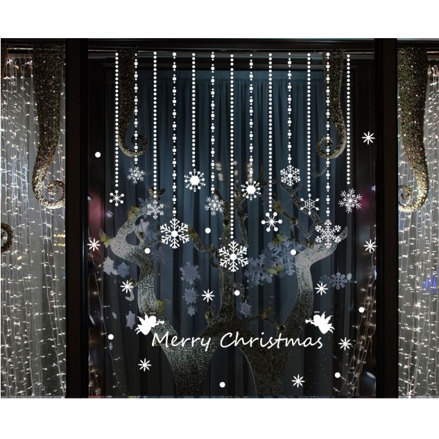 Decal trang trí Noel - Rèm dây Hoa Tuyết Nhí Mới