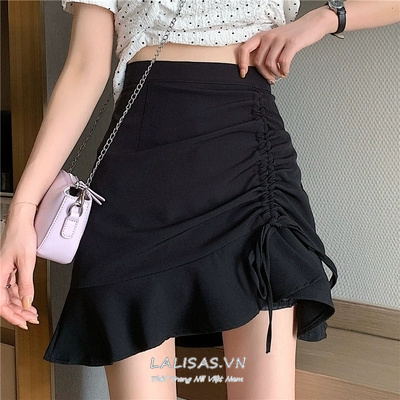Chân Váy Chữ A Lưng Cao Thiết Kế Dây Rút Phong Cách Hàn Quốc | BigBuy360 - bigbuy360.vn