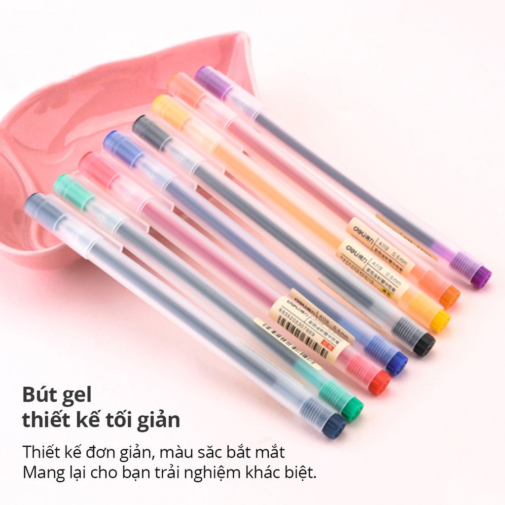 Bút Gel 0.5mm nhiều màu Deli Bản Dupe Muji Có Nắp Đậy A119 - Hidari