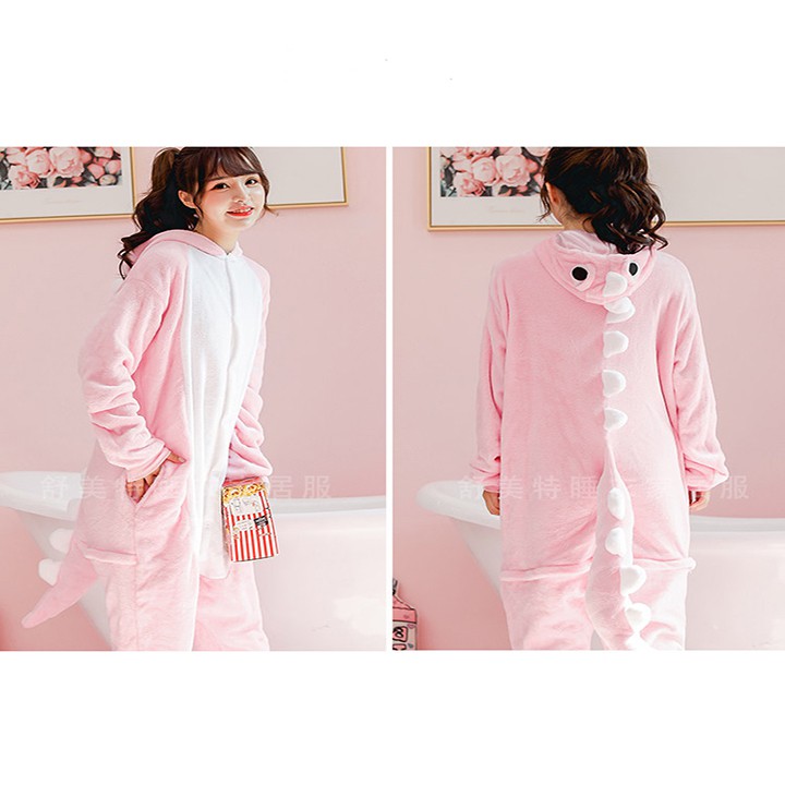 Bộ Đồ Thú Khủng Long Hồng Liền Thân Cho Nam Và Nữ Chất Mềm Mịn | BigBuy360 - bigbuy360.vn