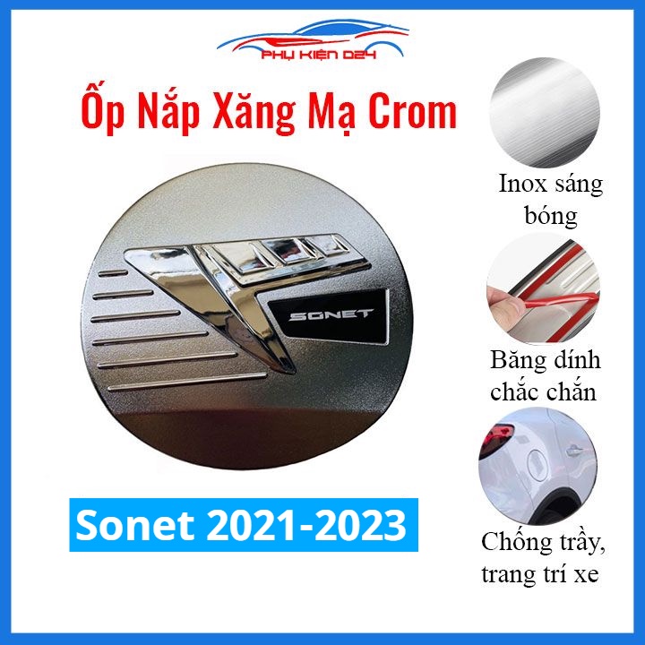 Ốp nắp xăng Sonet 2021-2022-2023 mạ crom bảo vệ chống trầy trang trí ô tô