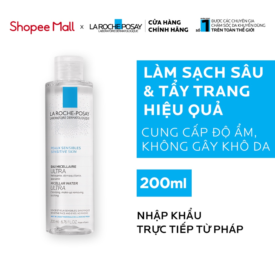 Nước tẩy trang cho da nhạy cảm La Roche-Posay Micellar Water Ultra Sensitive Skin 200ml