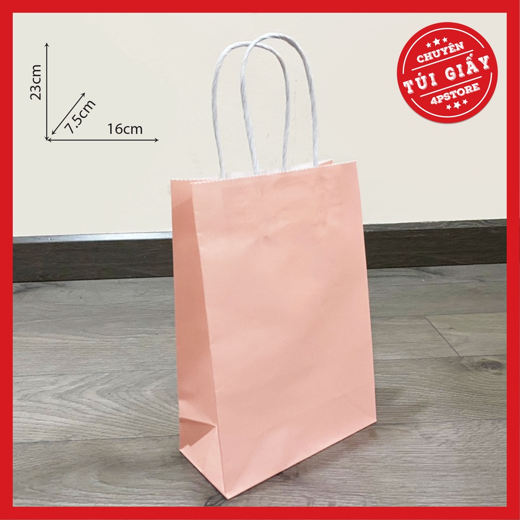 TÚI GIẤY KRAFT HỒNG CAM 16X23X7.5CM