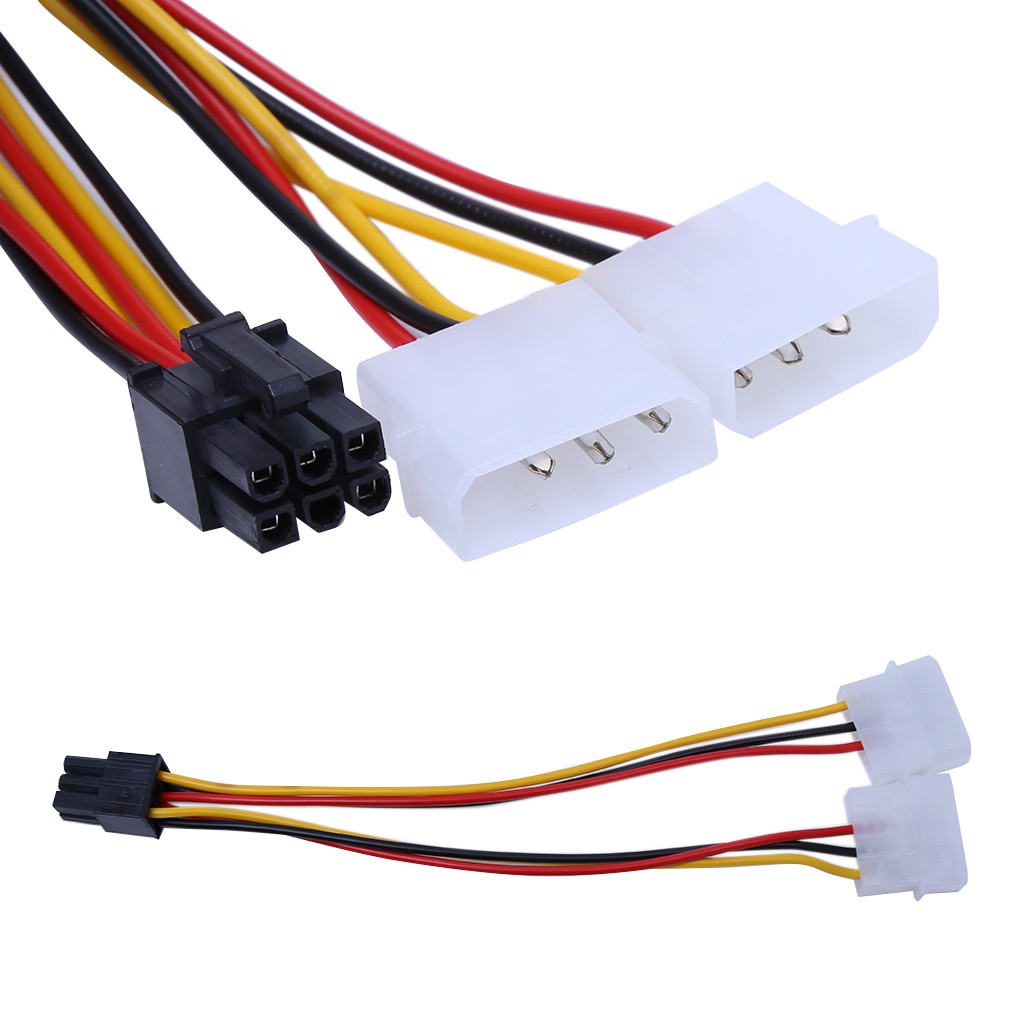 Bộ 10 dây cáp nối 2 cổng Molex 4-Pin sang 1 PCI-E 6-pin