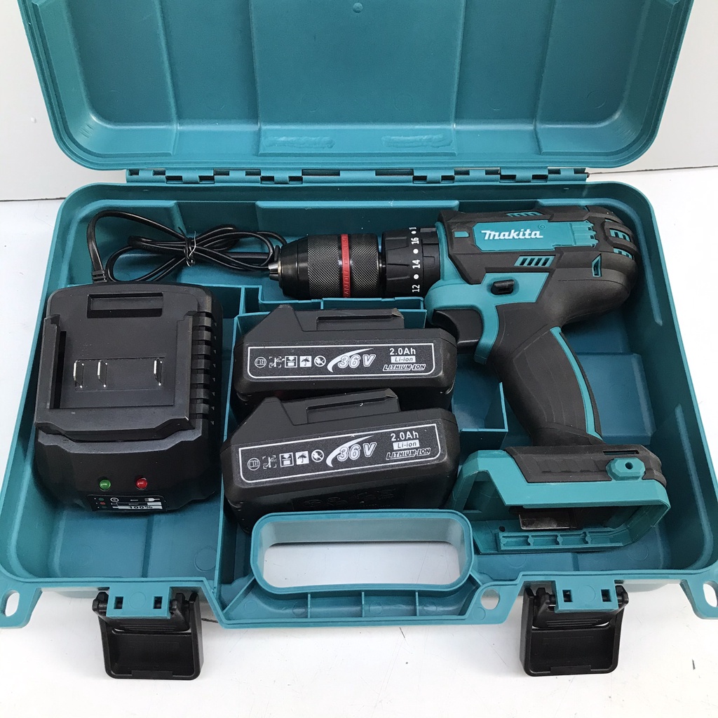 Máy Khoan Pin 36V Makita 3 Chức Năng - Tặng Kèm 21 Chi Tiết Gồm Các Mũi Khoan Và Mũi Bắt Vít