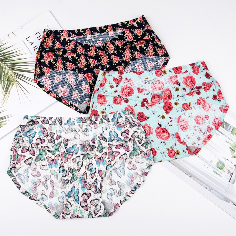 Quần Lót Su Hoa Thông Hơi Cạp Cao 5084