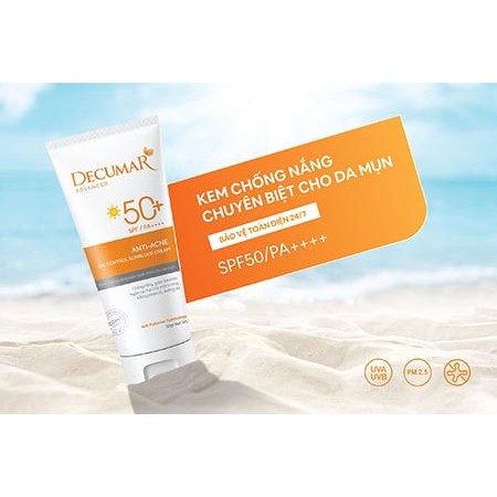 Kem chống nắng Decumar Advanced Sunblock 50g kiểm soát nhờn cho da mụn