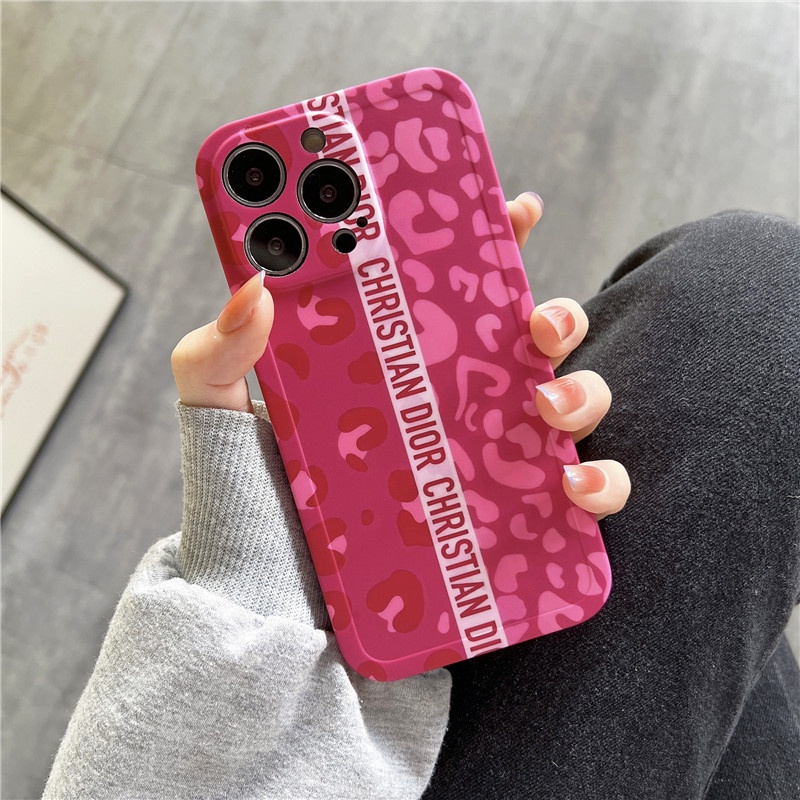 Ốp Điện Thoại IMD Mềm Họa Tiết Da Báo Hồng Hoạt Hình Cho IPhone14 13 12 11 MAX X/XS XR XSMAX 7P/8P