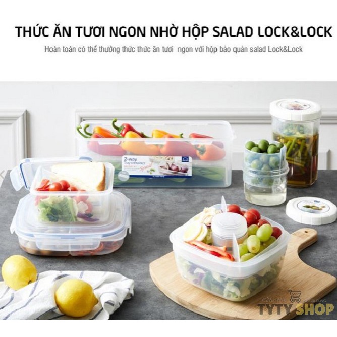 Hộp Salad Lock&Lock kèm khay nước sốt 950ml ,1.6L HSM8440T HSM8450T
