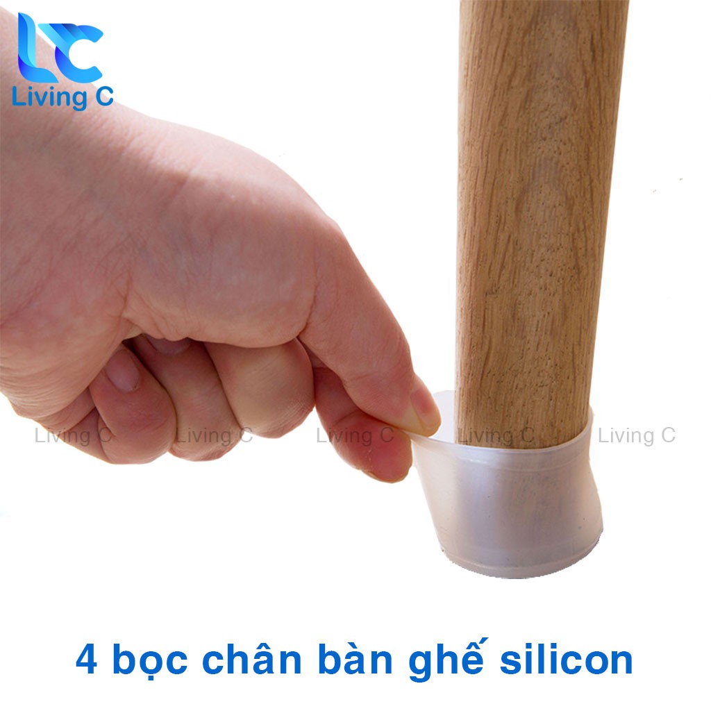 Bộ 4 silicon bọc chân bàn ghế chống va đập trơn trượt Living C, bọc chân bàn ghế silicon loại dày cao cấp _BCB