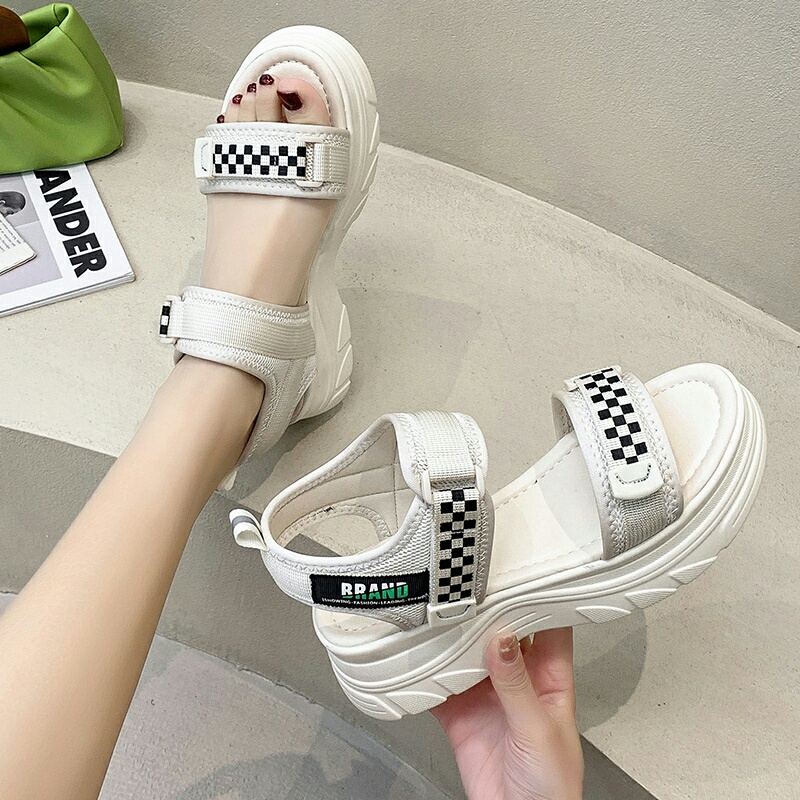 ( 2 mẫu) Giày sandal nữ ẢNH+VIDEO THẬT dép quai hậu đế 4.5 cm tôn dáng caro ( quai chữ)