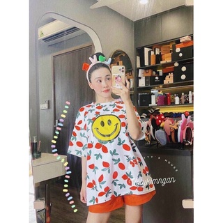 Set áo thun mặt cười kèm quần short