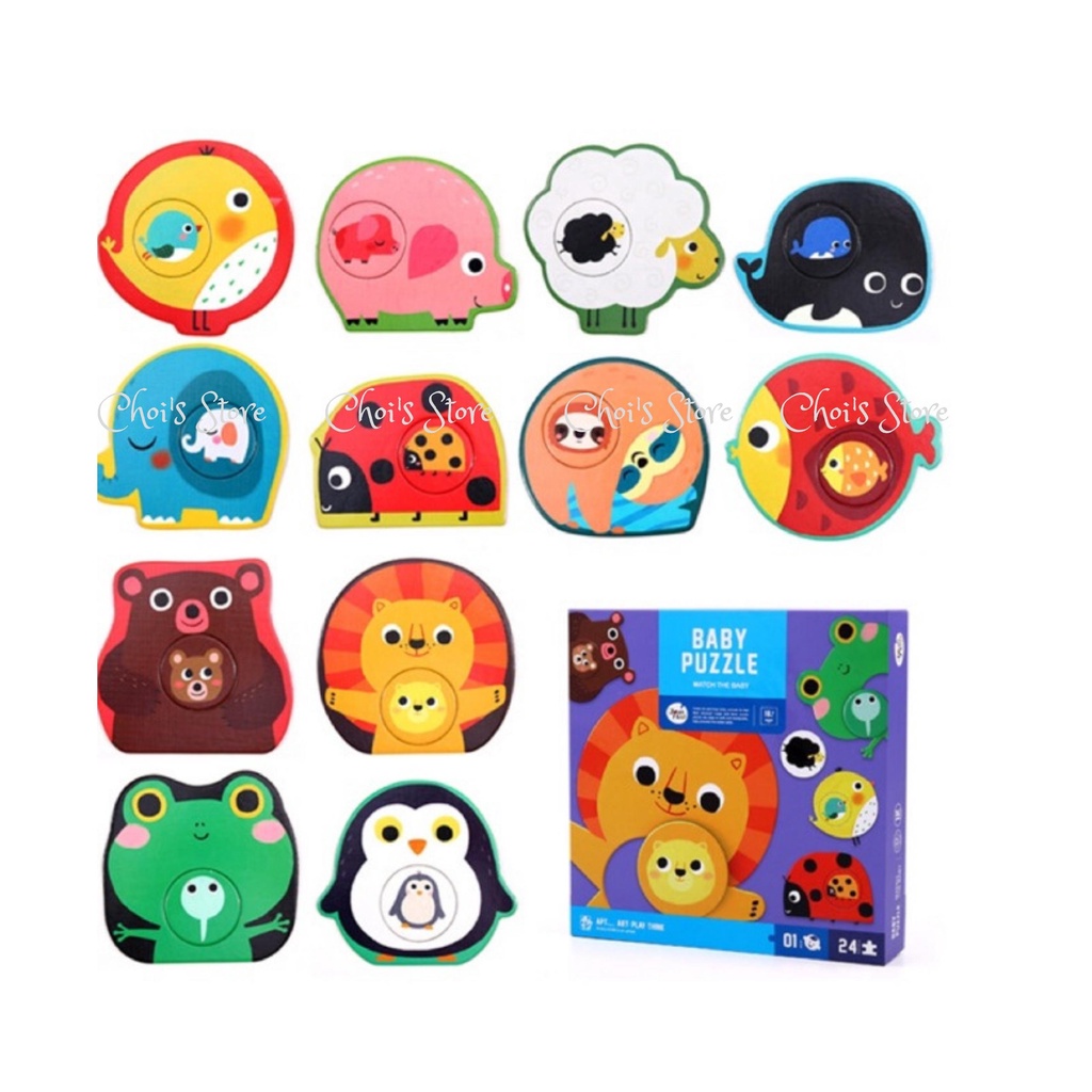 Ghép hình 2 mảnh xếp hình 24 chi tiết kích thích khả năng quan sát, tư duy Joan Mirro Baby Puzzle  Choi Store 33