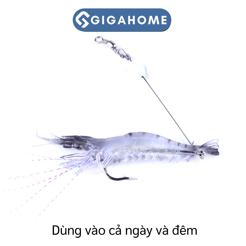 Tôm Mềm Giả Mồi Câu Cá 7.5cm GIGAHOME Có Đèn Phát Sáng Thu Hút Cá 7563