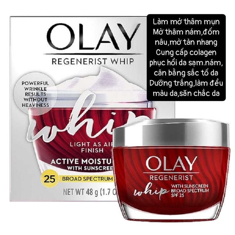 Kem Olay Mỹ Olay Whip dưỡng da Hết Nám,Kem tàng nhang,ngăn ngừa lão hóa da Olay Regenerist Whip 48g