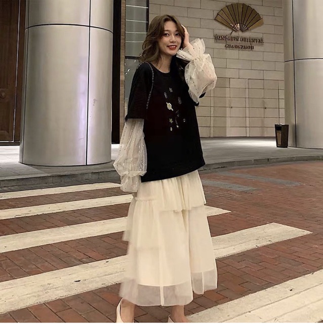 Áo và chân váy voan ulzzang | BigBuy360 - bigbuy360.vn