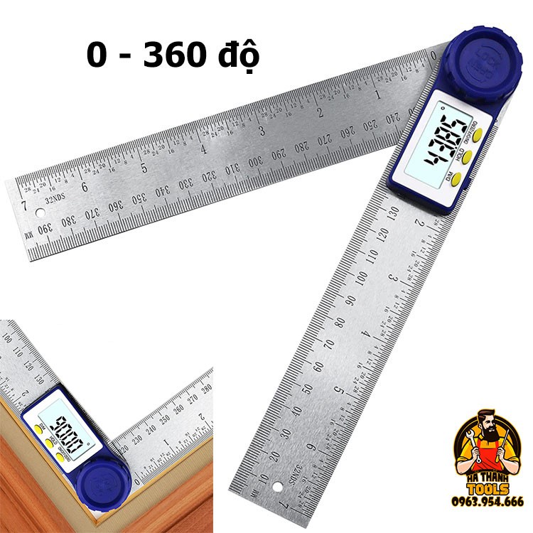 Thước Đo Góc Điện Tử 200-300mm Thép Không Gỉ - Đo 360 Độ