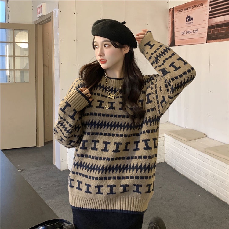Áo len tay dài cổ tròn phong cách Hàn Quốc thời trang cho nữ