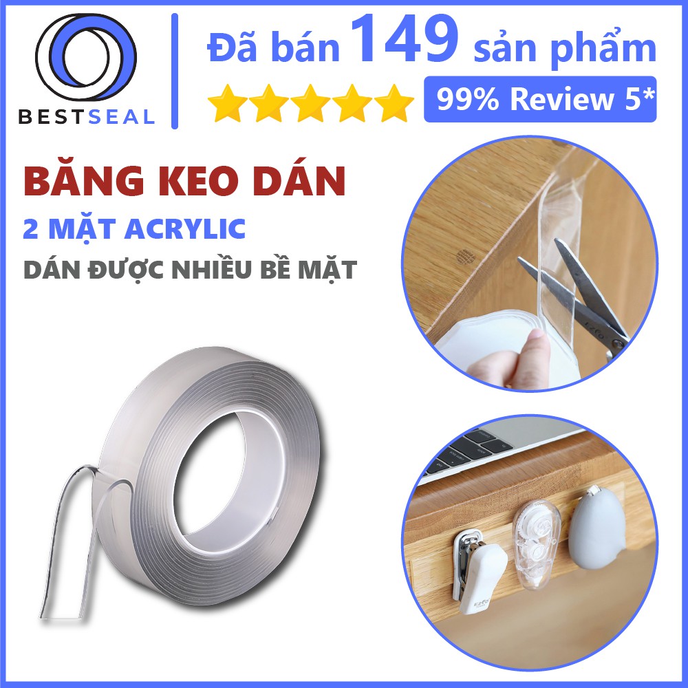5 Mét Miếng Dán Siêu Dính, Keo 2 Mặt Đa Năng Trong Suốt