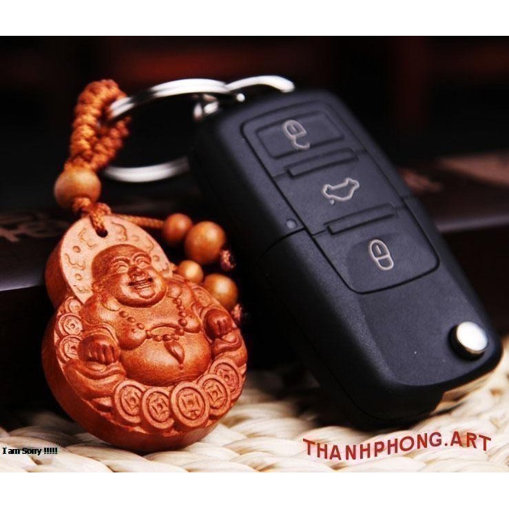 2 Móc khóa gỗ hình Phật Di Lặc