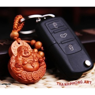 2 Móc khóa gỗ hình Phật Di Lặc