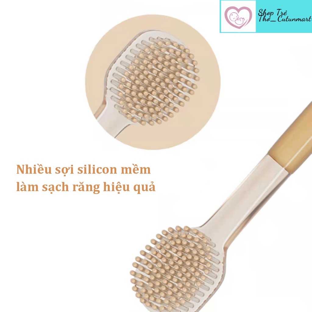 Set rơ lưỡi và bàn chải đánh răng silicon cho bé từ 0 - 18 tháng