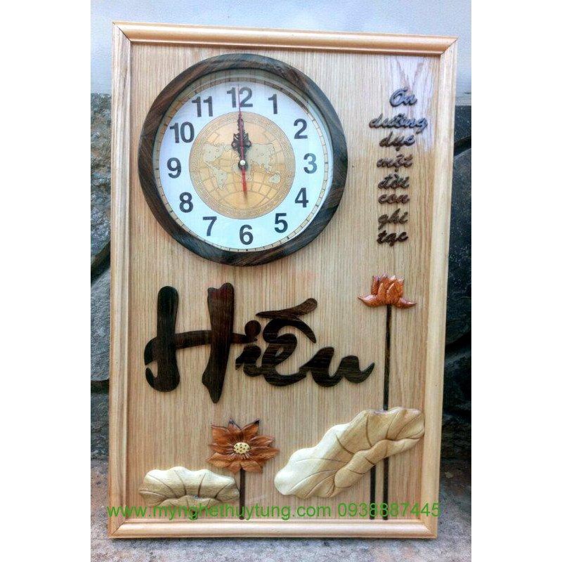 [Decor Cao Cấp ] Tranh đồng hồ gỗ chữ HIẾU ( F1)