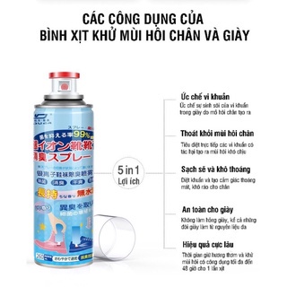 Chai xịt khử mùi giày dép chống hôi chân diệt vi khuẩn , Bình xịt mũ bảo hiểm không gây kích ứng da dung tích 260ml