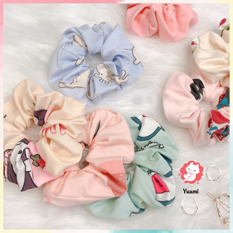 Scrunchies dây buộc tóc Yuumi màu sắc dễ thương QT01