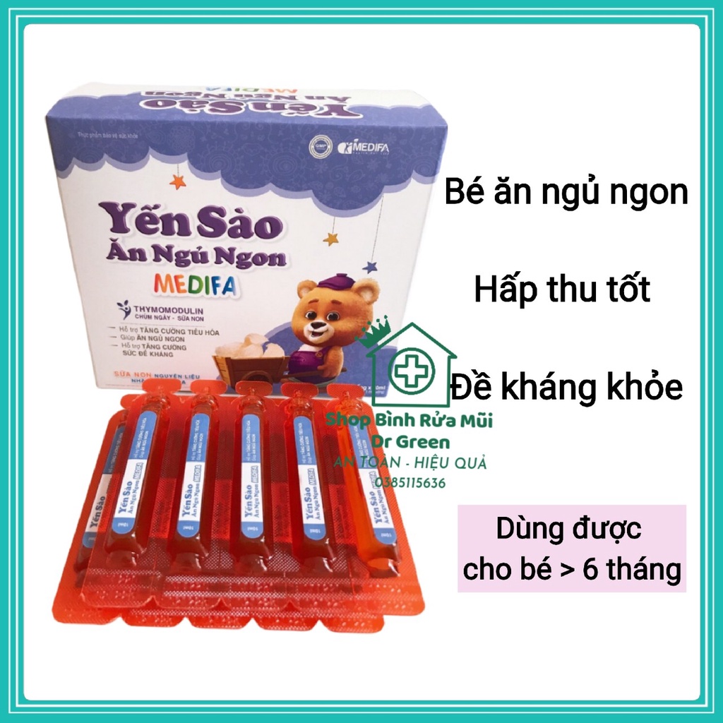 Yến Sào Ăn Ngủ Ngon Medifa - Bé Ăn Thun Thút Hộp 20 ống x 10ml