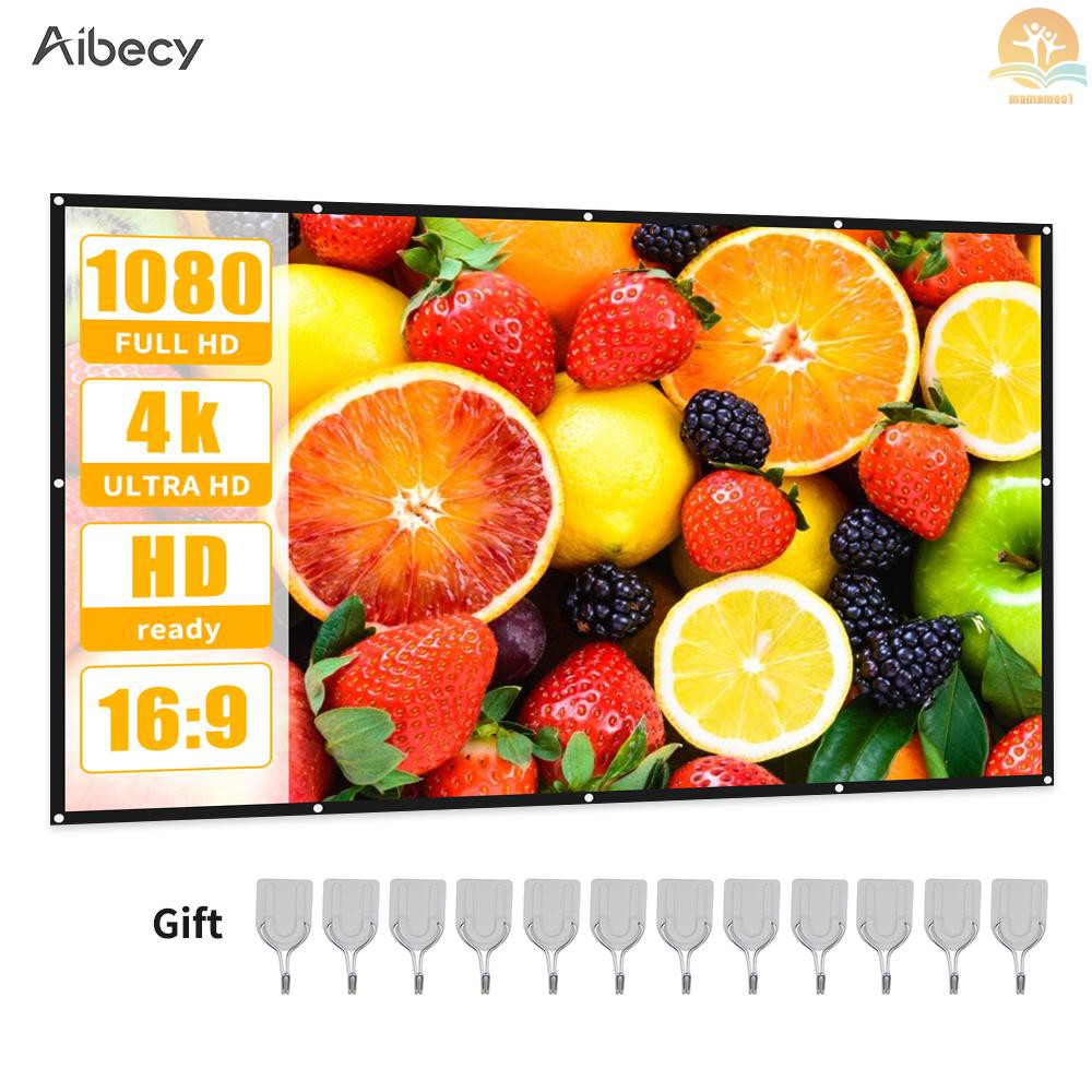 Màn Hình Máy Chiếu Aibecy Pro 16: 9 Hd 4k 150 Inch Có Thể Gập Lại Kèm Móc Treo Tiện Dụng Cho Gia Đình / Văn Phòng