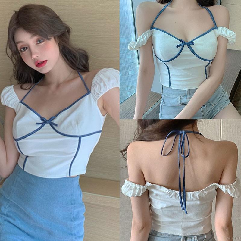 Áo thun ngắn tay ôm dáng hở lưng gợi cảm thời trang cho nữ